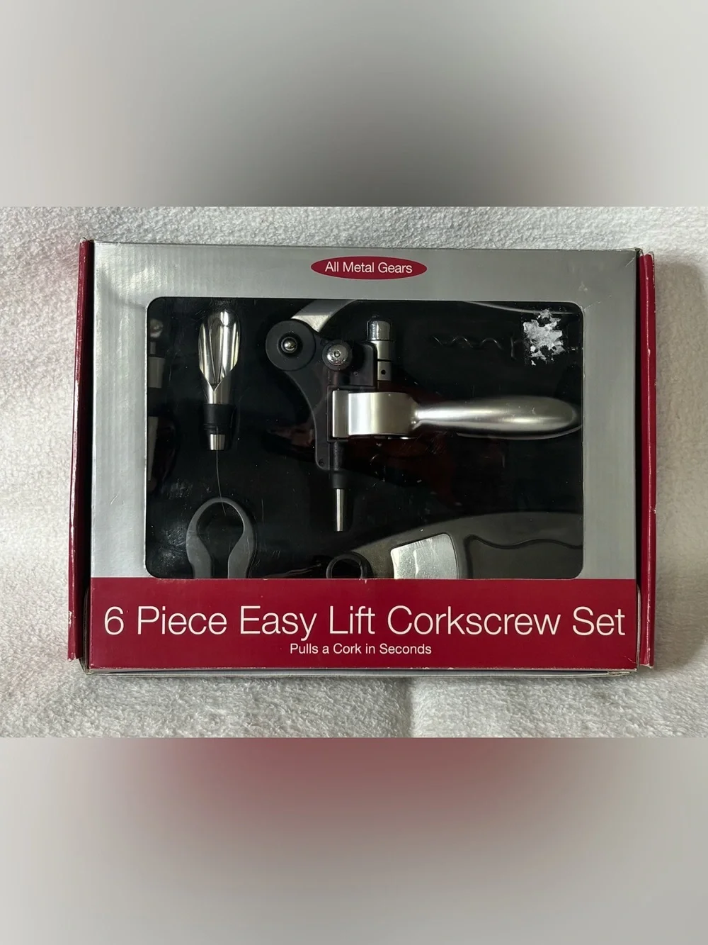6-Piece Easy Lift Corkscrew Set - Silver Finish